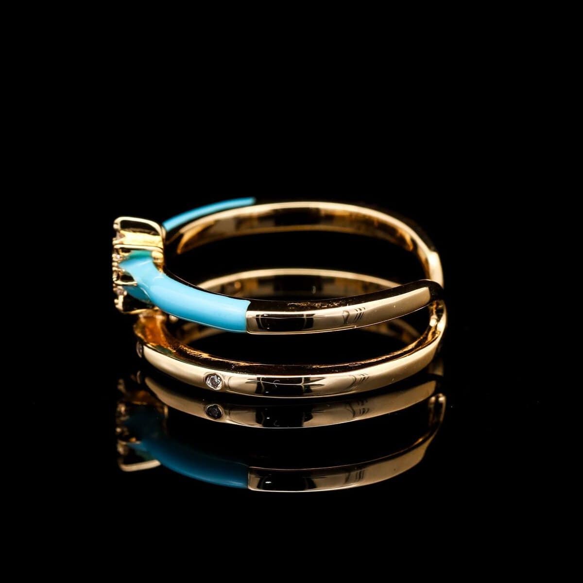 Omnia Amnah Sky Blue Ring Accessories in High Quality Zircon Stone Rhodium Plated - OMNIASTORES UAE