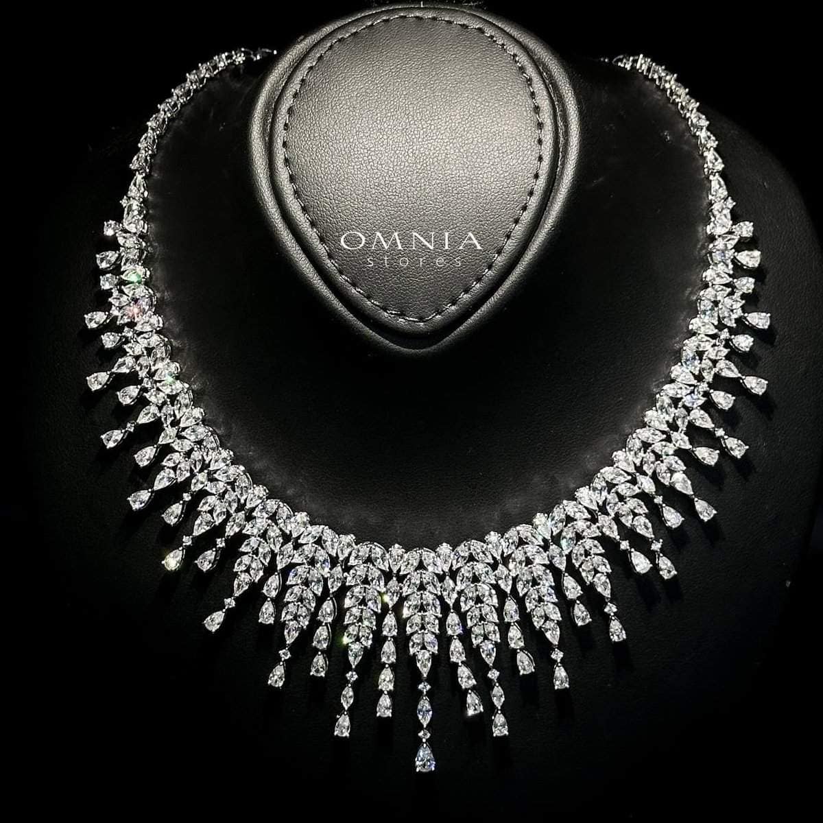 Omnia Sheena White Luxury Bridal Full Set Accessories in High Quality Zircon Stone Rhodium Plated