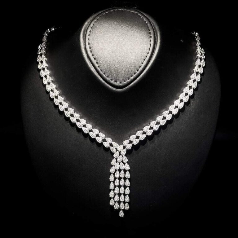 Misty White Bridal Full Set – Premium Rhodium Plated with High-Quality Zircon Stones - OMNIASTORES KSA