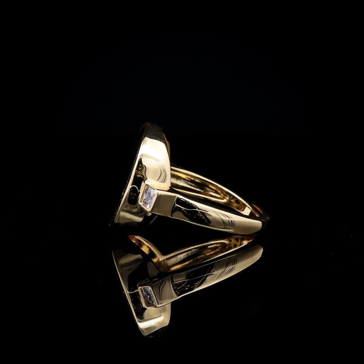 Omnia Fatima Ring In Black Agate Stone in High Quality Zircon Stone in Rhodium Plated - OMNIASTORES UAE