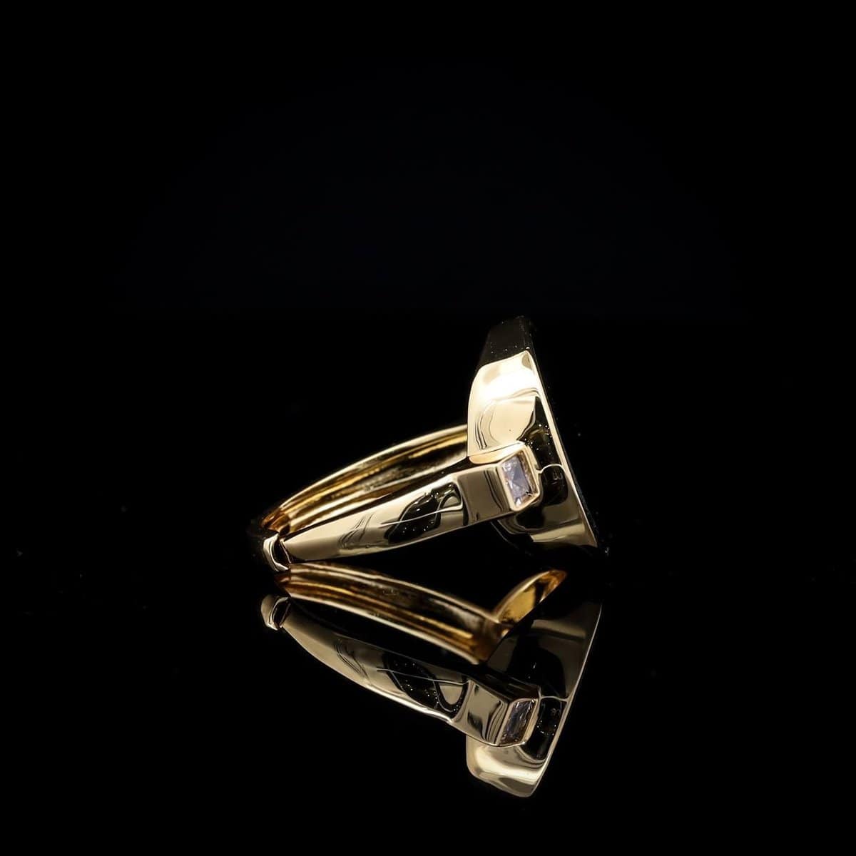 Omnia Fatima Ring In Black Agate Stone in High Quality Zircon Stone in Rhodium Plated - OMNIASTORES UAE