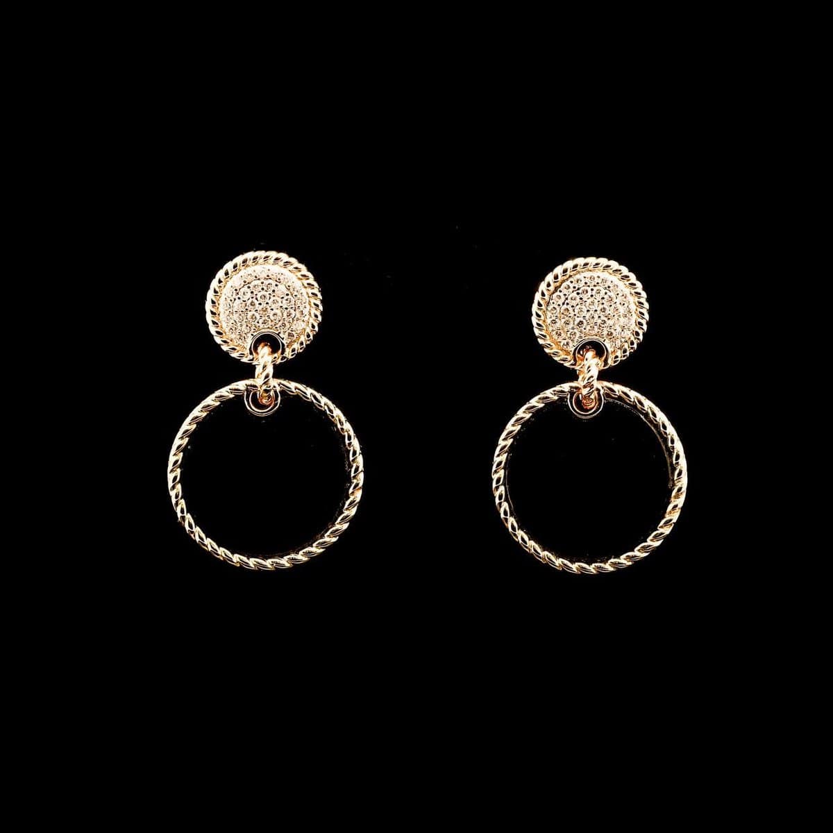 Omnia Elena Black Agate Stone Earrings in High Quality Zircon Stone in Rhodium Plated - OMNIASTORES UAE
