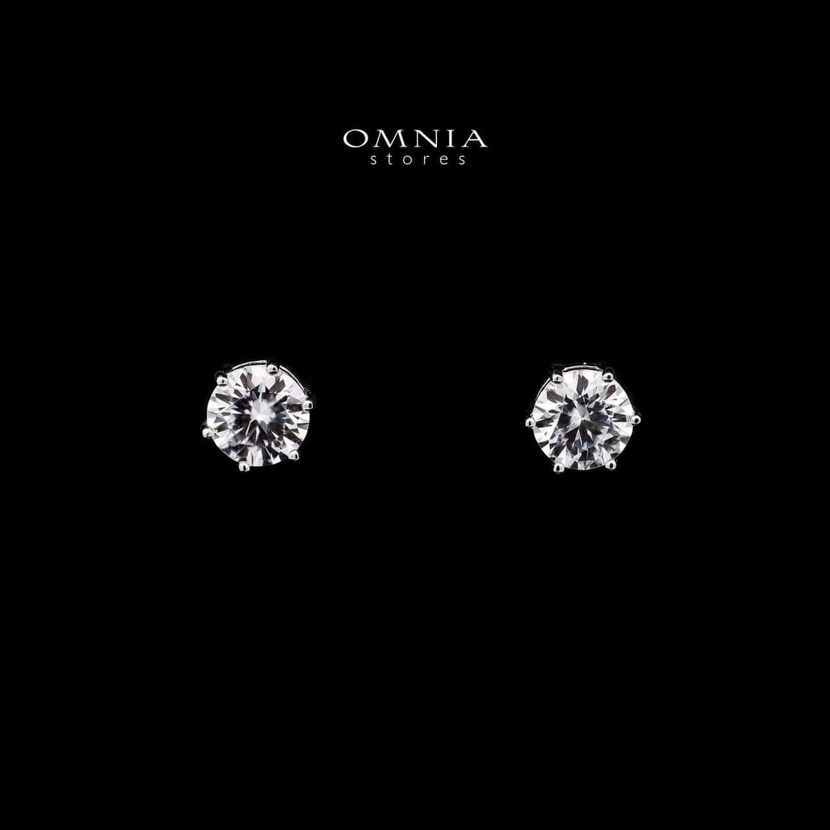 Omnia Classic Solitaire Stud Earrings in 925 Sterling Silver with High-Quality Iced Cut Stones - OMNIASTORES UAE