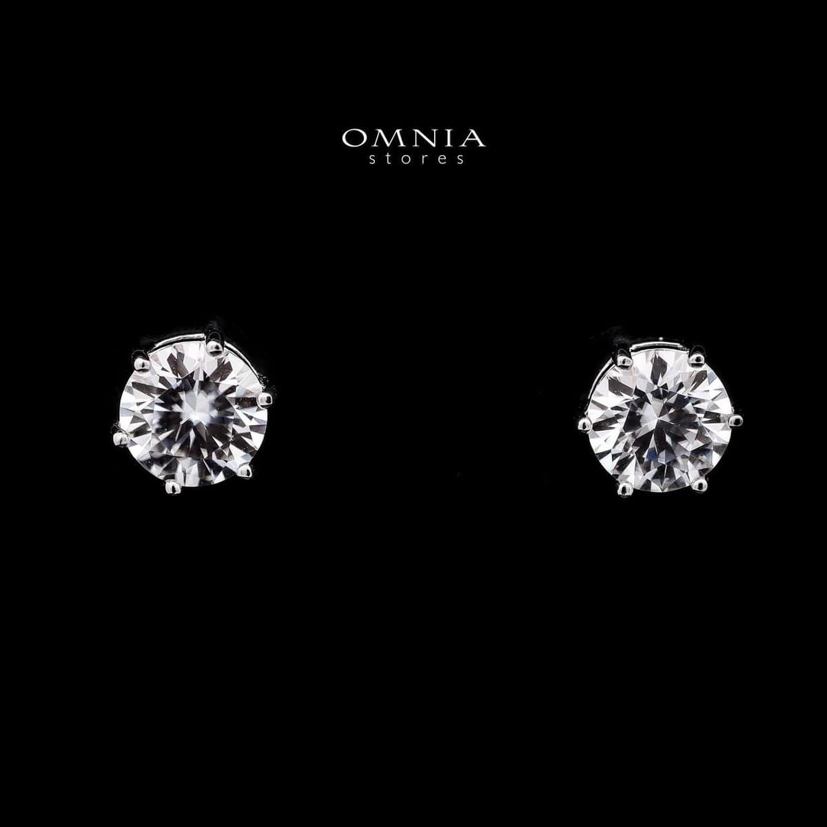 Omnia Classic Solitaire Stud Earrings in 925 Sterling Silver with High-Quality Iced Cut Stones - OMNIASTORES UAE