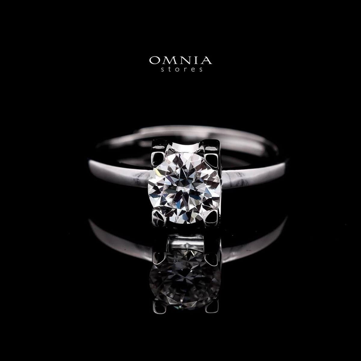 Omnia Square Prong Solitaire Ring in 925 Sterling Silver with High-Quality Iced Cut Stone - OMNIASTORES UAE