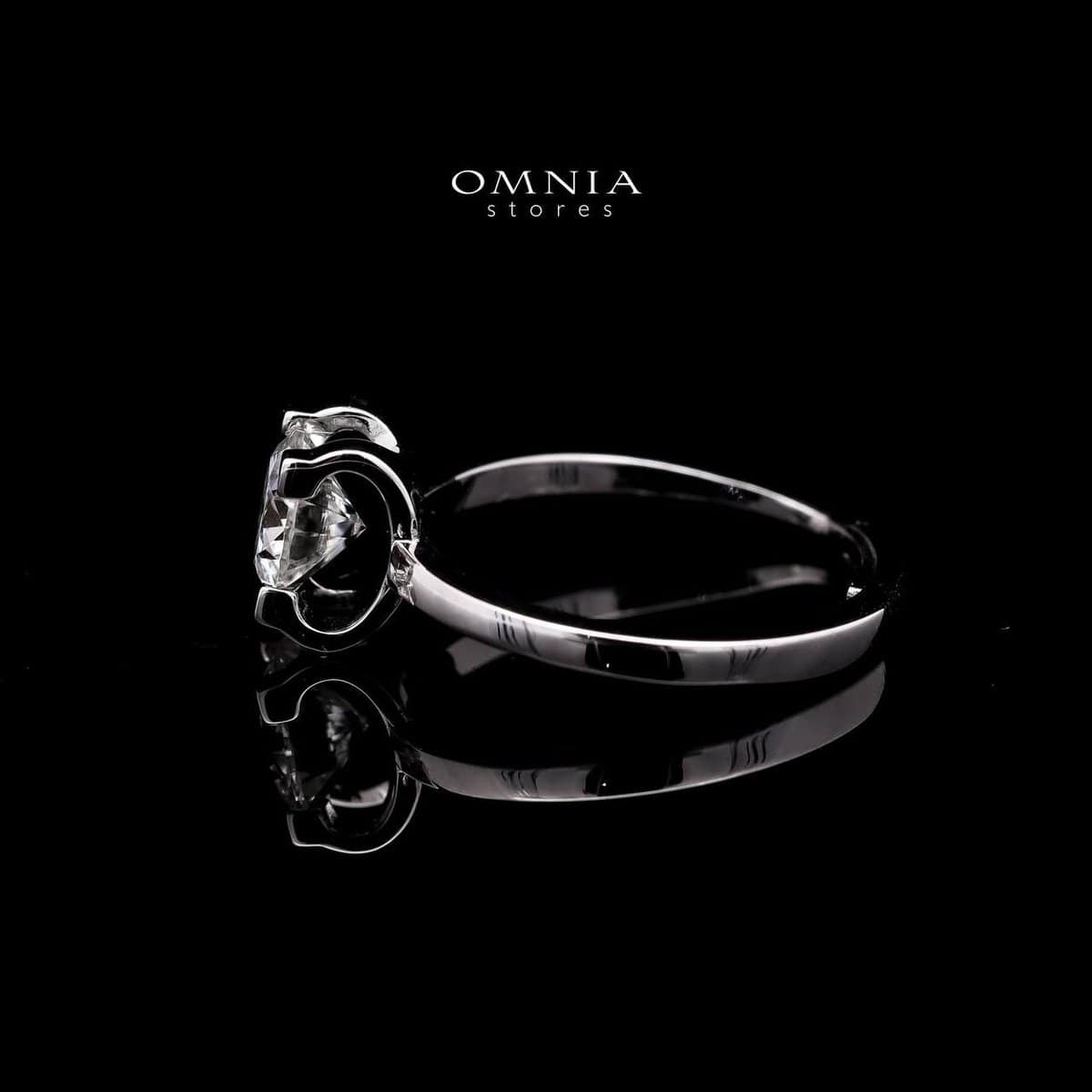 Omnia Square Prong Solitaire Ring in 925 Sterling Silver with High-Quality Iced Cut Stone - OMNIASTORES UAE