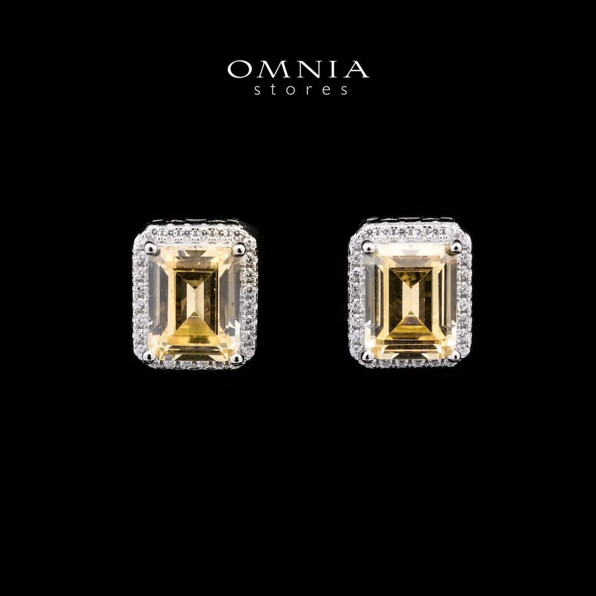 Omnia Adara Yellow Emerald-Cut Earrings in 925 Sterling Silver with High-Quality Simulated Diamonds - OMNIASTORES UAE
