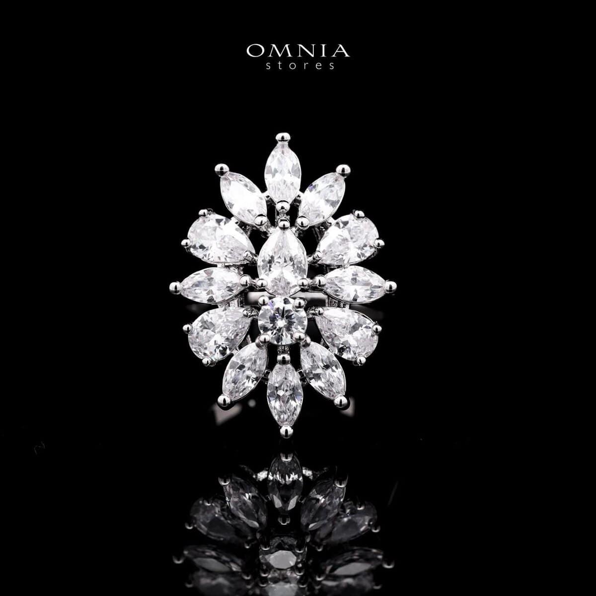 Omnia Sherine White Luxury Bridal Full Set with Emerald and Pear-Cut High-Quality Simulated Diamonds Rhodium Plated - OMNIASTORES KSA