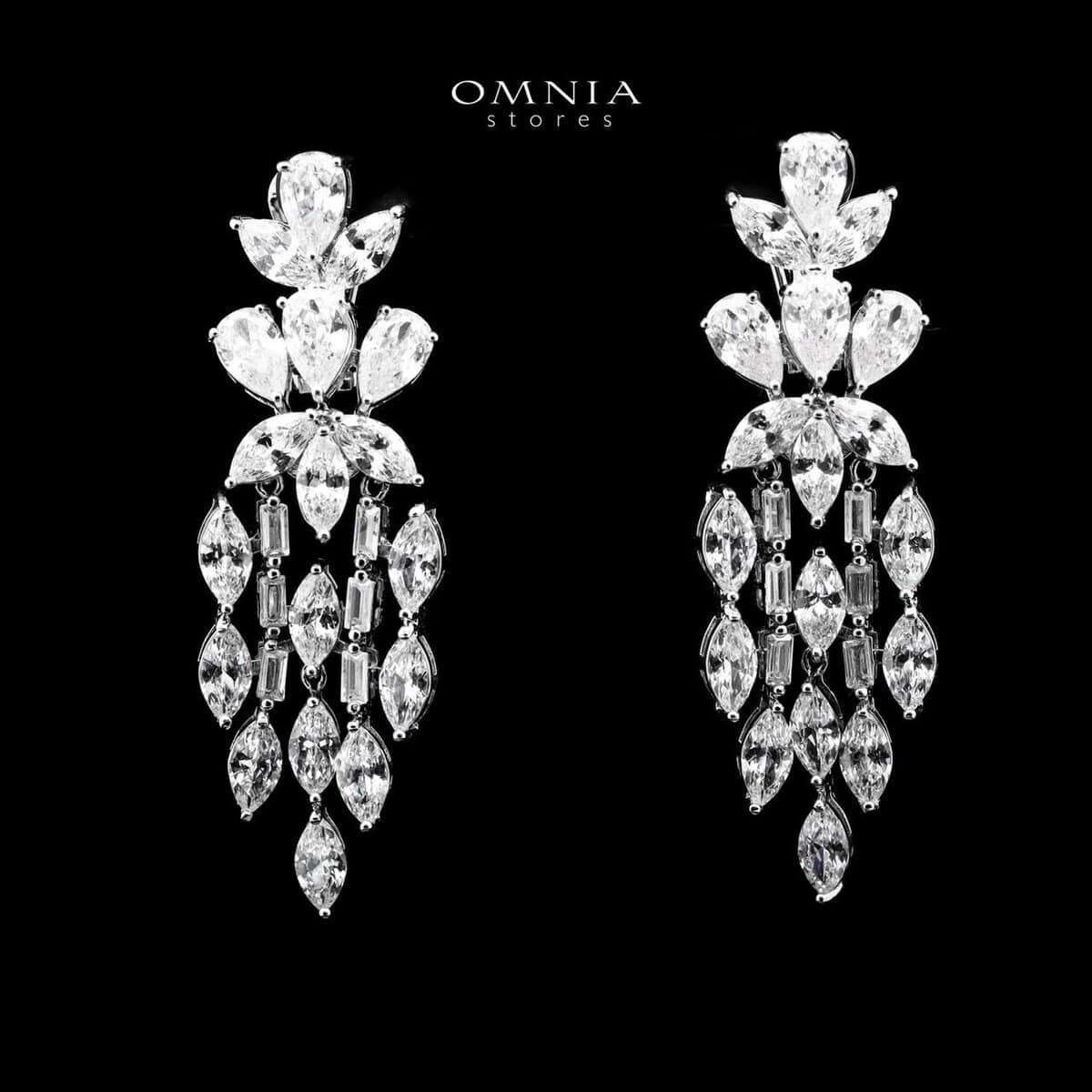 Omnia Soheila White Luxury Bridal Full Set with Emerald and Pear-Cut High-Quality Simulated Diamonds Rhodium Plated - OMNIASTORES KSA