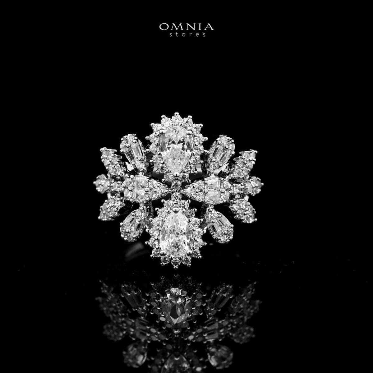 Omnia Bushra Bridal Full Set in High Quality Zircon Stone Rhodium Plated - OMNIASTORES UAE