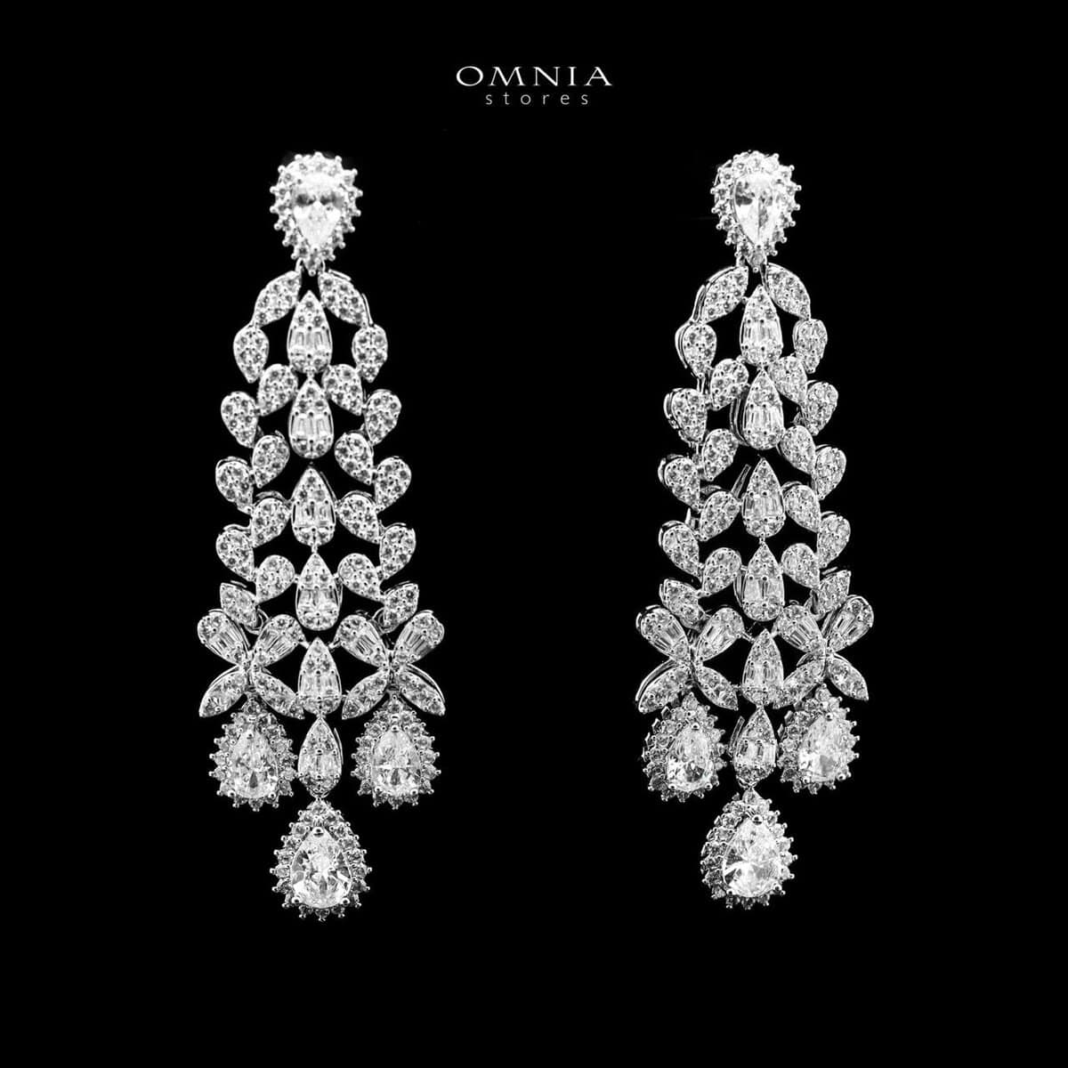 Omnia Bushra Bridal Full Set in High Quality Zircon Stone Rhodium Plated - OMNIASTORES UAE