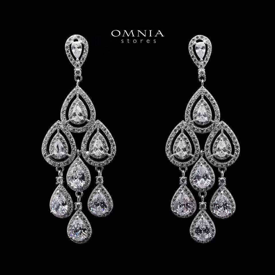 Omnia Farren White Earrings in 925 Silver with High-Quality Zircon Stones - OMNIASTORES KSA
