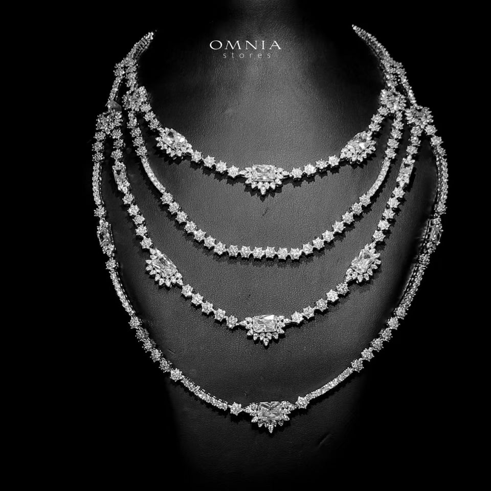 Omnia Blair Pure White Bridal Full Set with Marquise and Emerald-Cut High Quality Simulated Diamonds Premium Rhodium Plated - OMNIASTORES UAE