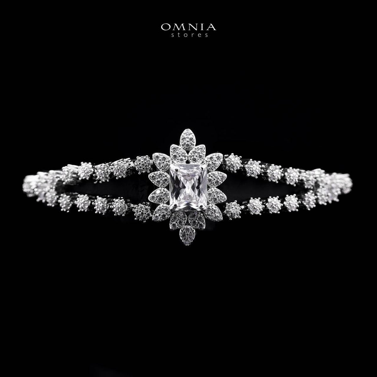 Omnia Blair Pure White Bridal Full Set with Marquise and Emerald-Cut High Quality Simulated Diamonds Premium Rhodium Plated - OMNIASTORES UAE
