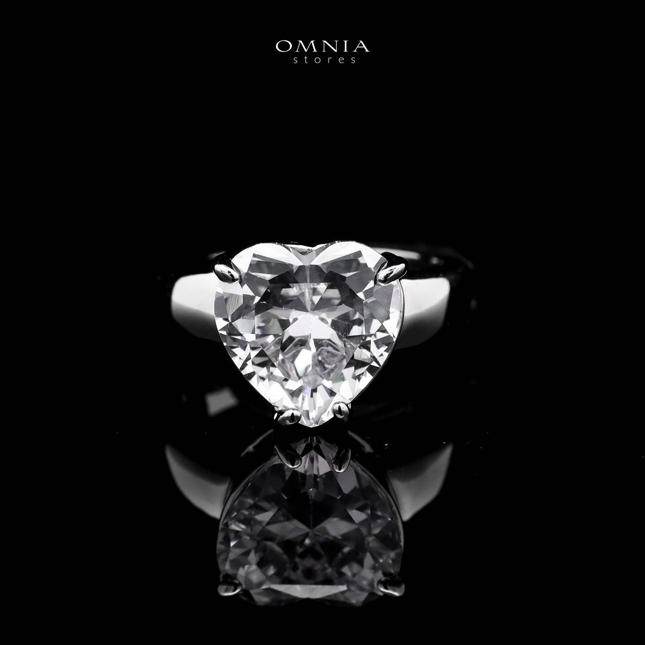 Omnia Donatella White Bridal Full Set with Heart-Cut High-Quality Simulated Diamonds Rhodium Plated - OMNIASTORES UAE