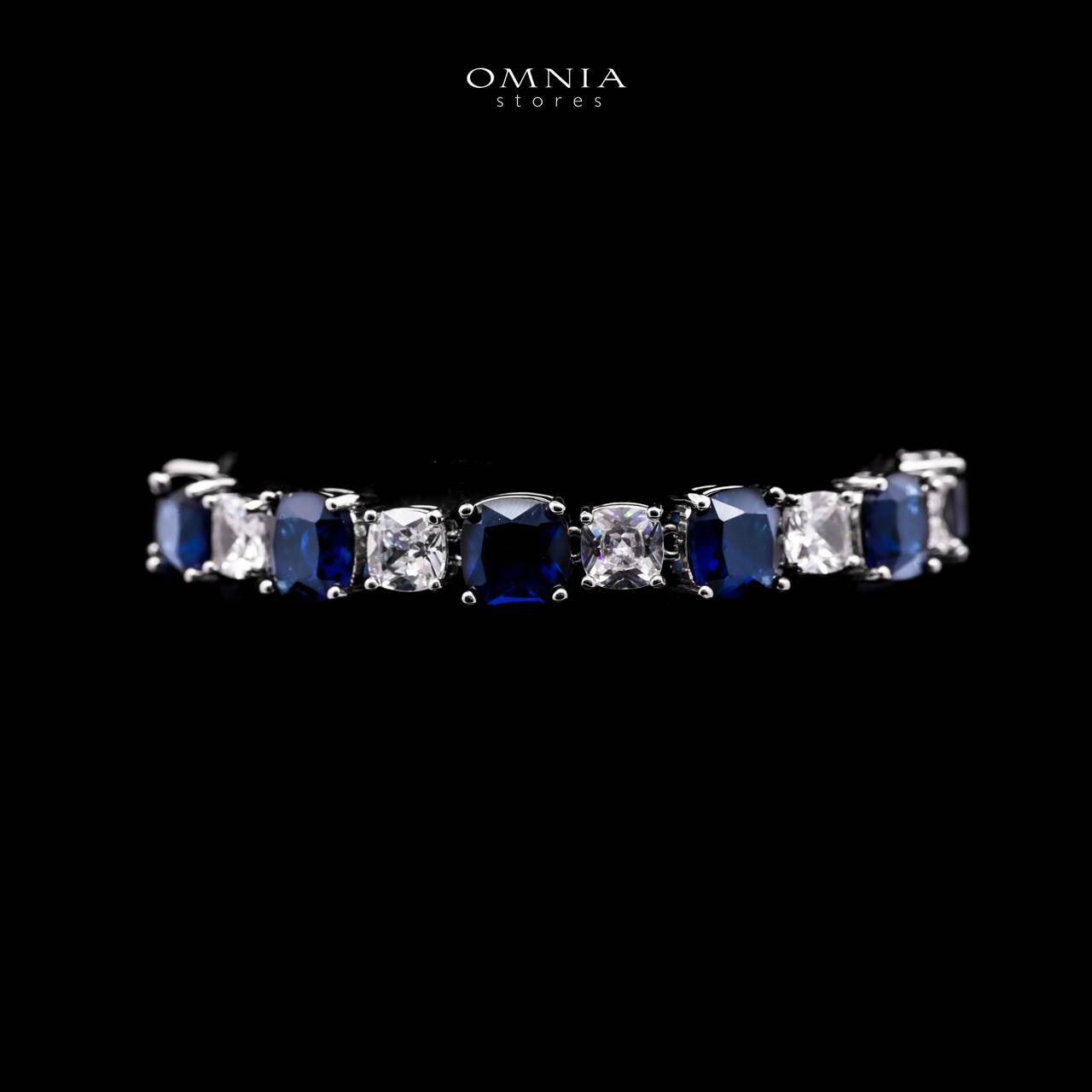 Omnia Alya Dark Blue Bridal Full Set with High-Quality Simulated Diamonds Rhodium Plated - OMNIASTORES UAE