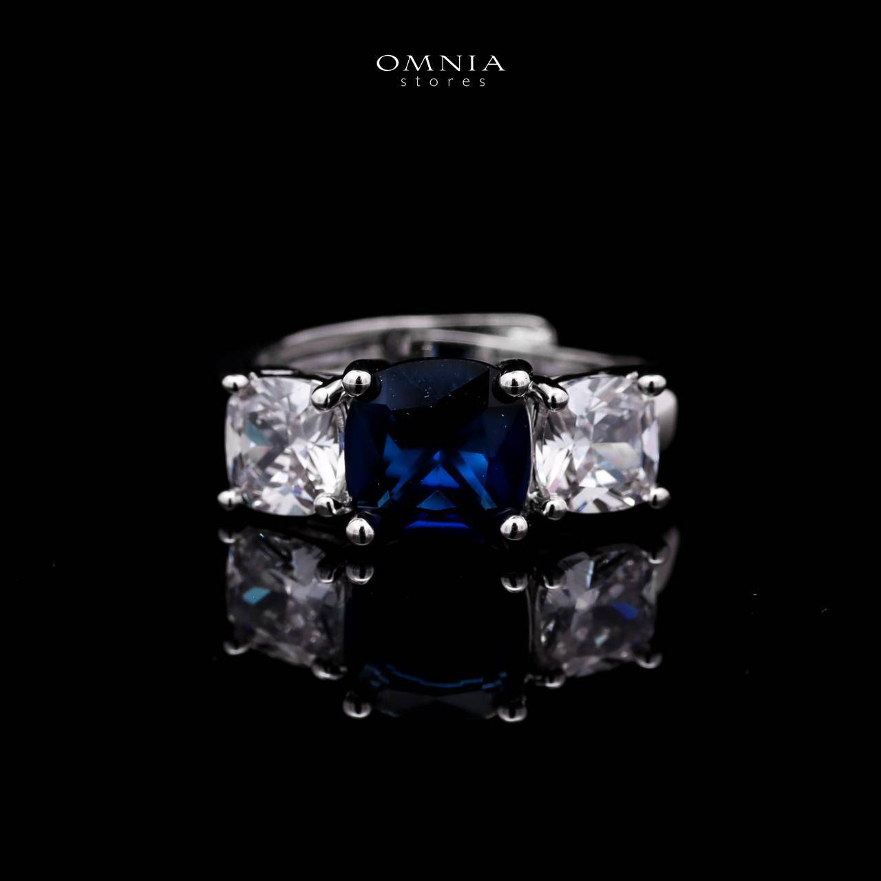 Omnia Alya Dark Blue Bridal Full Set with High-Quality Simulated Diamonds Rhodium Plated - OMNIASTORES UAE