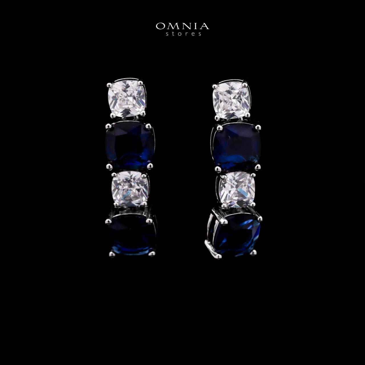 Omnia Alya Dark Blue Bridal Full Set with High-Quality Simulated Diamonds Rhodium Plated - OMNIASTORES UAE