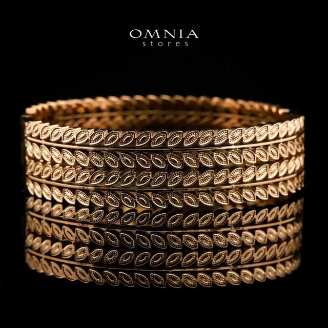 Omnia Anah Gold-Plated Copper Bangle with High-Quality Simulated Diamonds - OMNIASTORES KSA