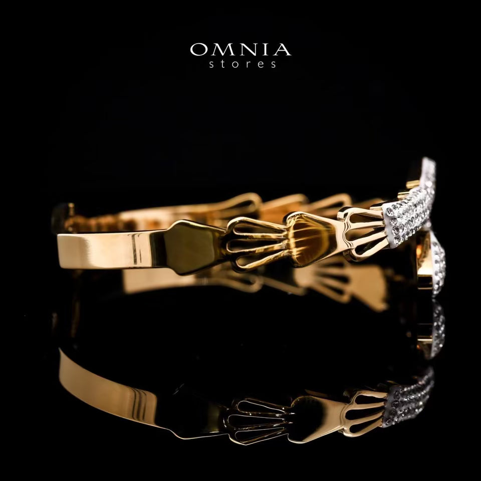 Omnia Aneesa Gold-Plated Copper Bangle with High-Quality Simulated Diamonds - OMNIASTORES KSA