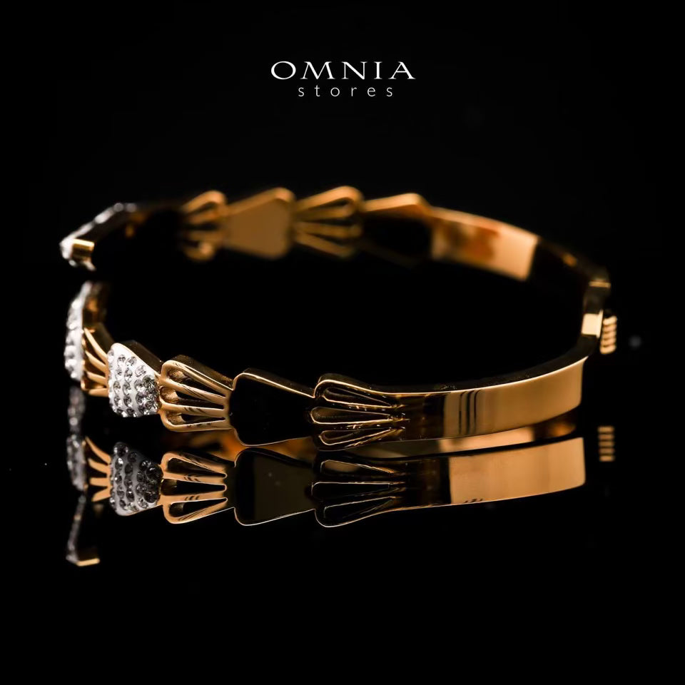 Omnia Aneesa Gold-Plated Copper Bangle with High-Quality Simulated Diamonds - OMNIASTORES KSA
