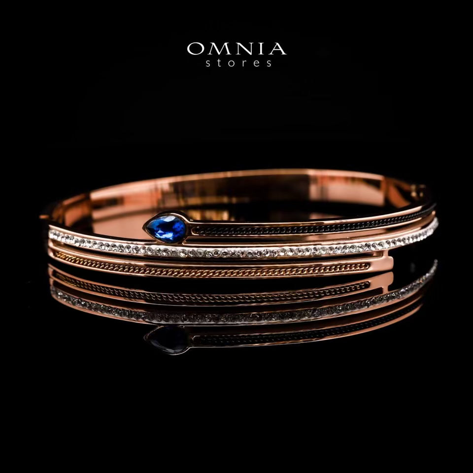 Omnia Anwaar Gold-Plated Copper Bangle with High-Quality Simulated Diamonds - OMNIASTORES KSA