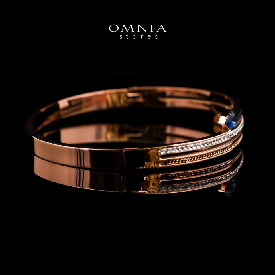 Omnia Anwaar Gold-Plated Copper Bangle with High-Quality Simulated Diamonds - OMNIASTORES KSA