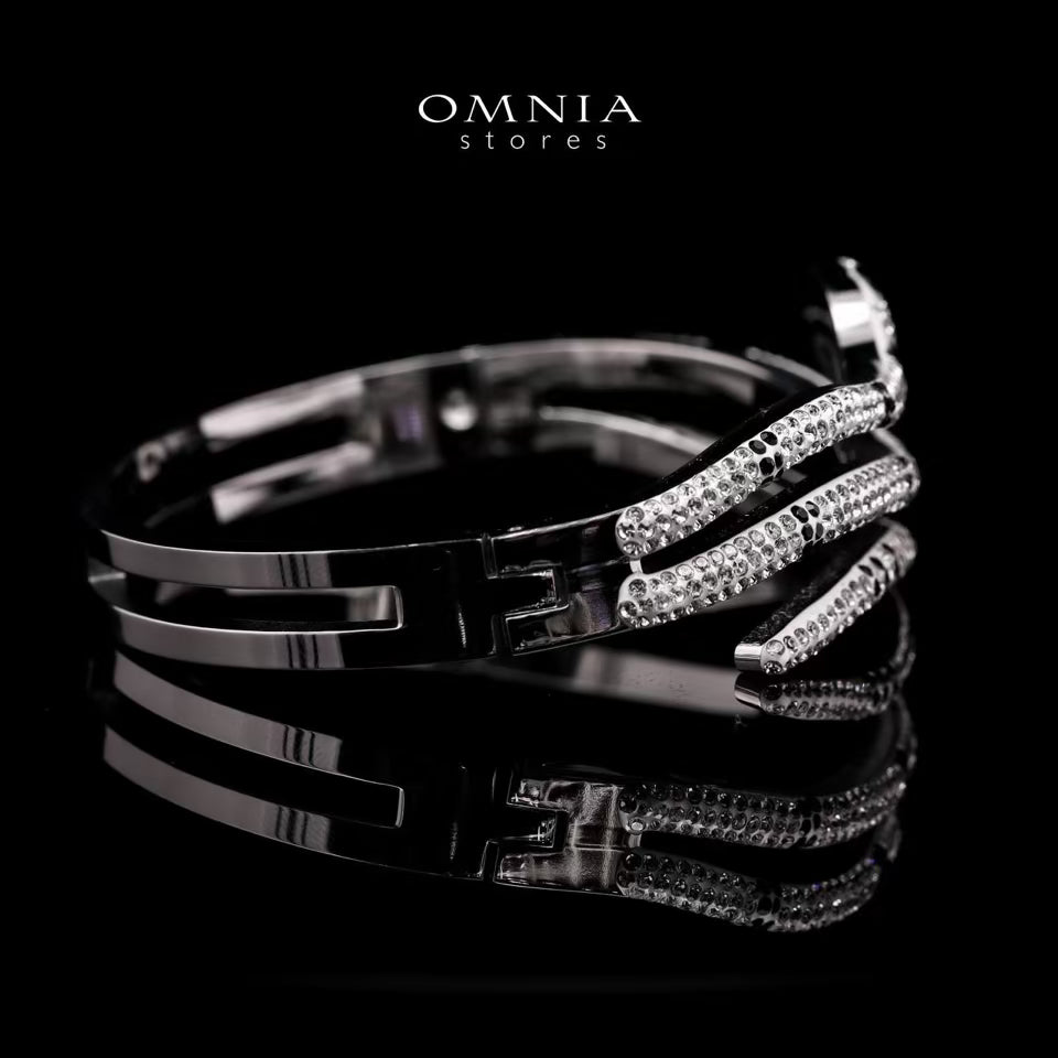 Omnia Areej Gold-Plated Copper Bangle with High-Quality Simulated Diamonds - OMNIASTORES KSA