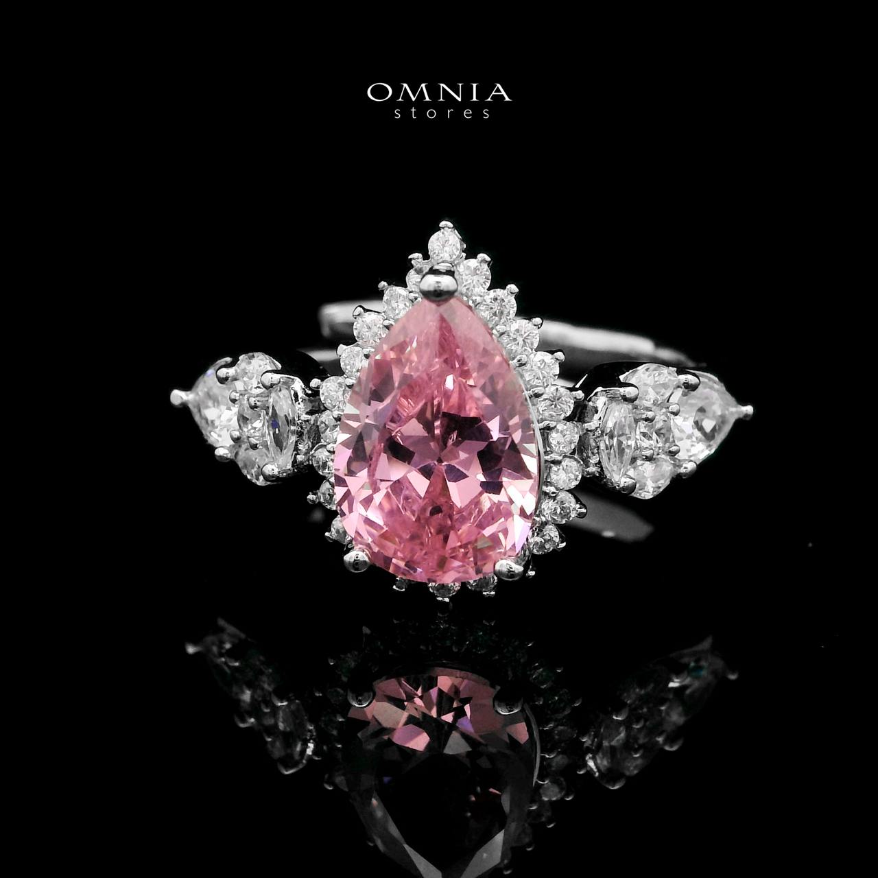 Omnia Radya Pink Bridal Full Set in High Quality Zircon Stone Rhodium Plated - OMNIASTORES KSA