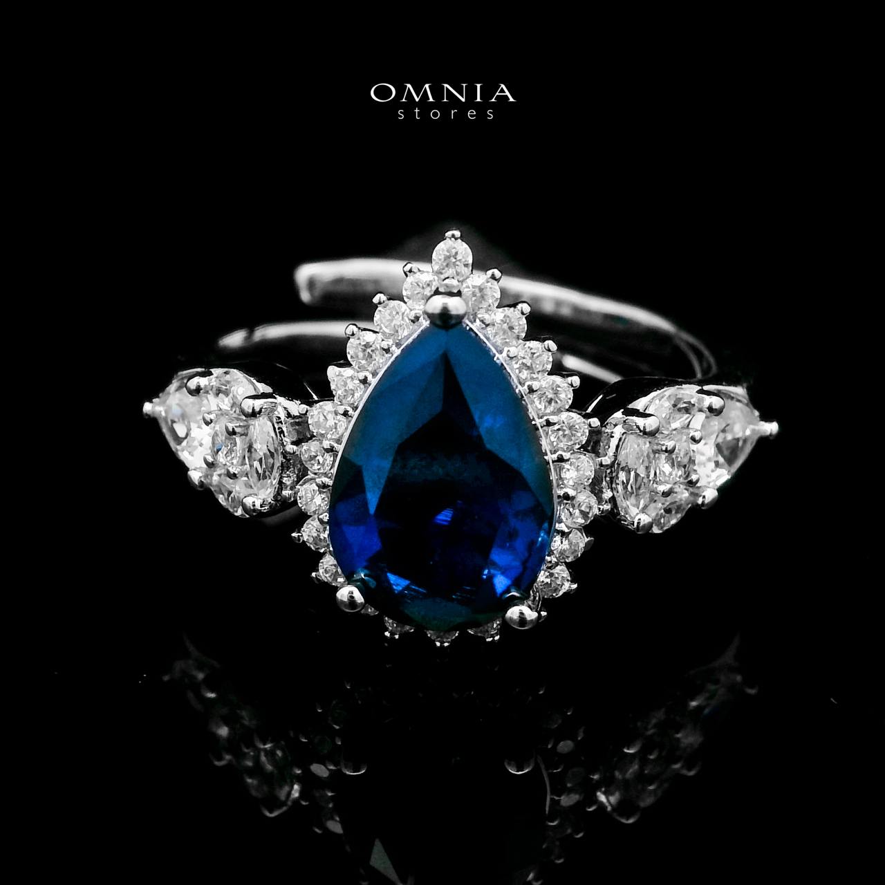 Omnia Radya Blue Bridal Full Set in High Quality Zircon Stone Rhodium Plated