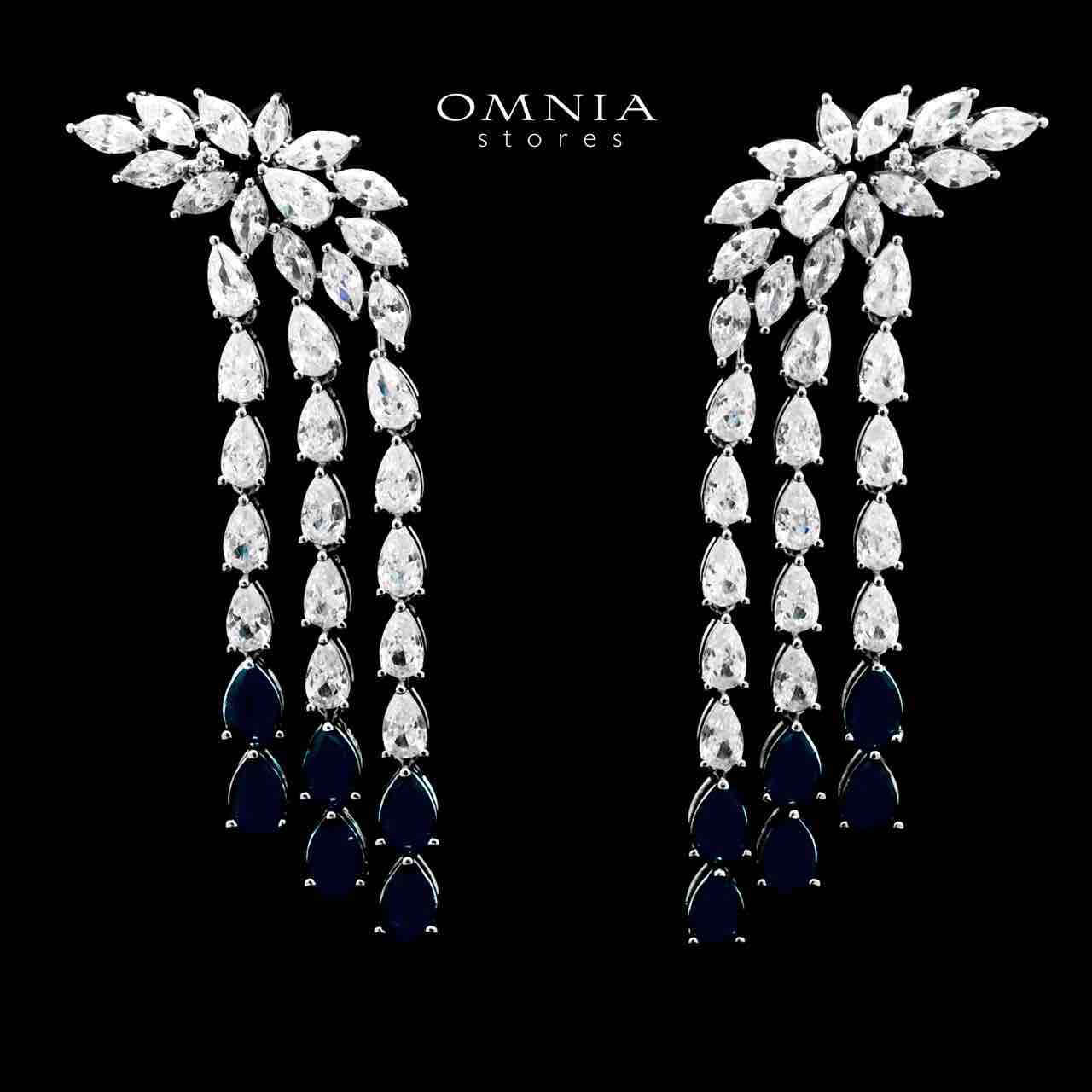 Omnia Rahaf Blue Bridal Full Set Accessories in High Quality Zircon Stone in Rhodium Plated