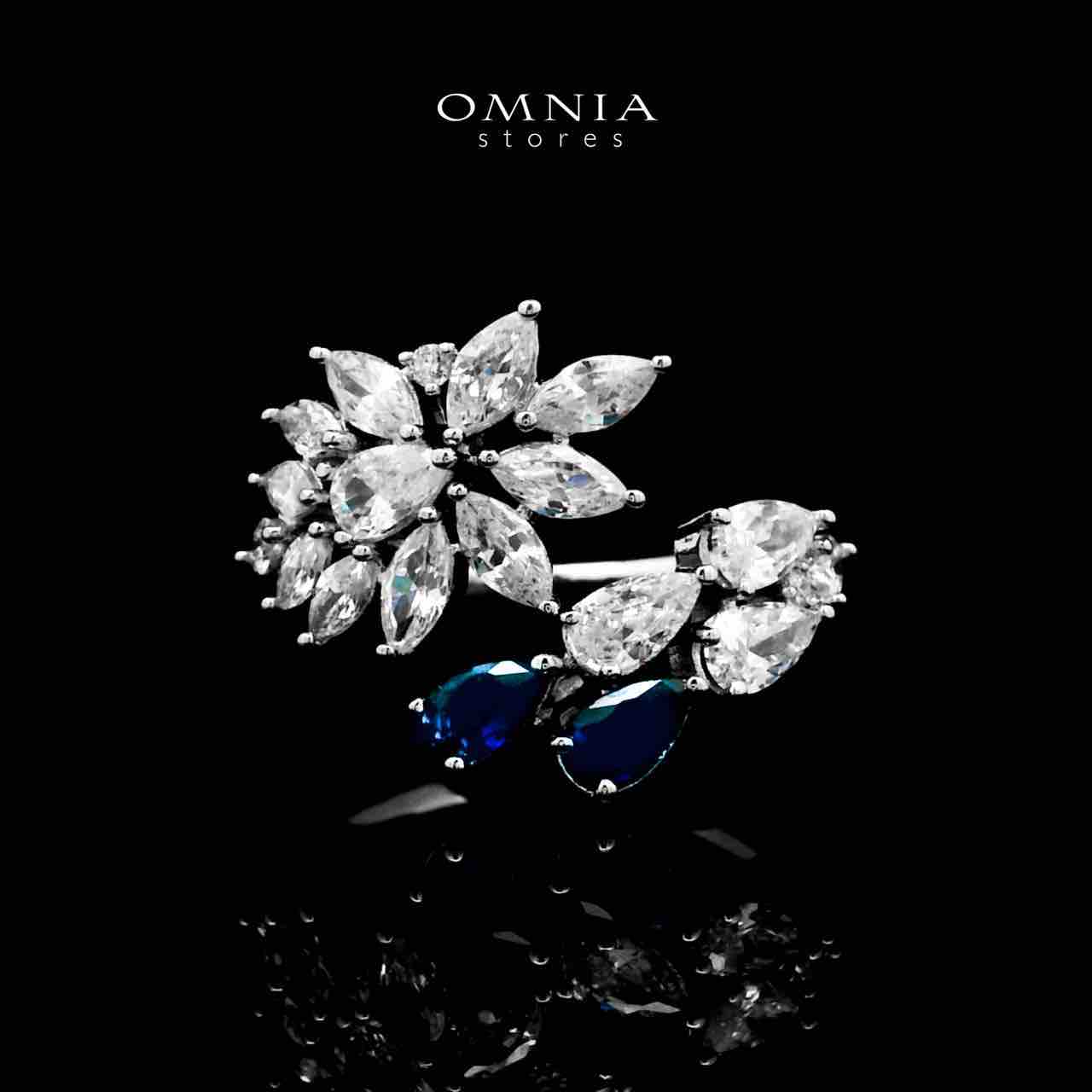 Omnia Rahaf Blue Bridal Full Set Accessories in High Quality Zircon Stone in Rhodium Plated