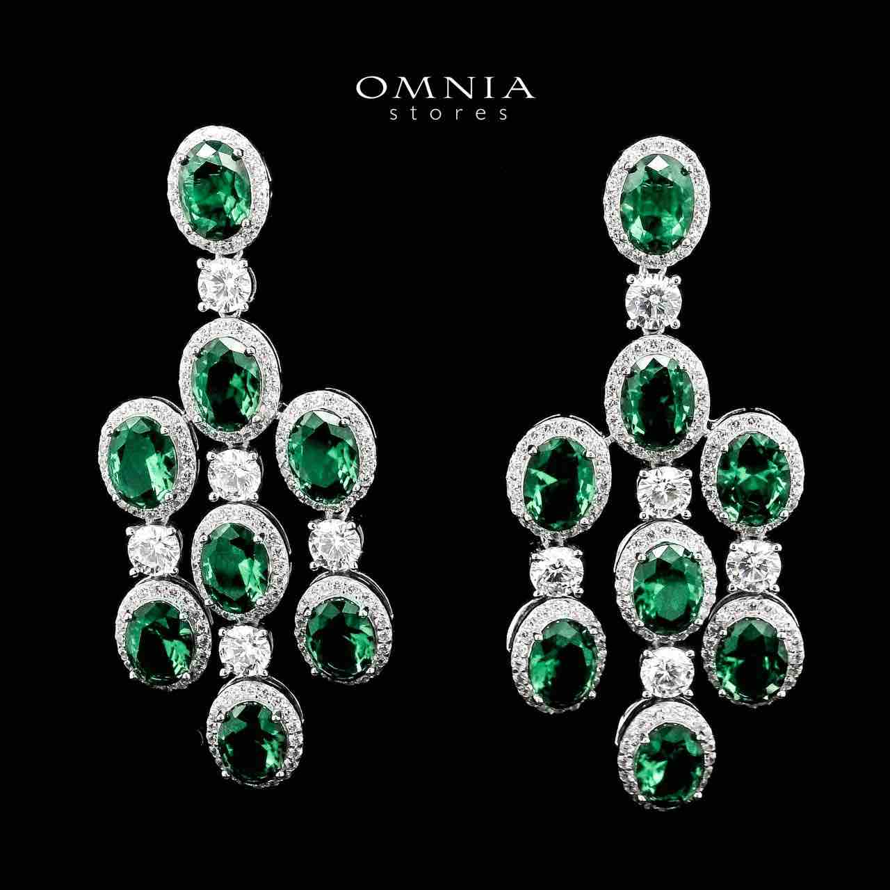 Omnia Danah Green Necklace, Bracelet and Earrings Set in 92.5 Silver High Quality Simulated Diamonds - OMNIASTORES KSA