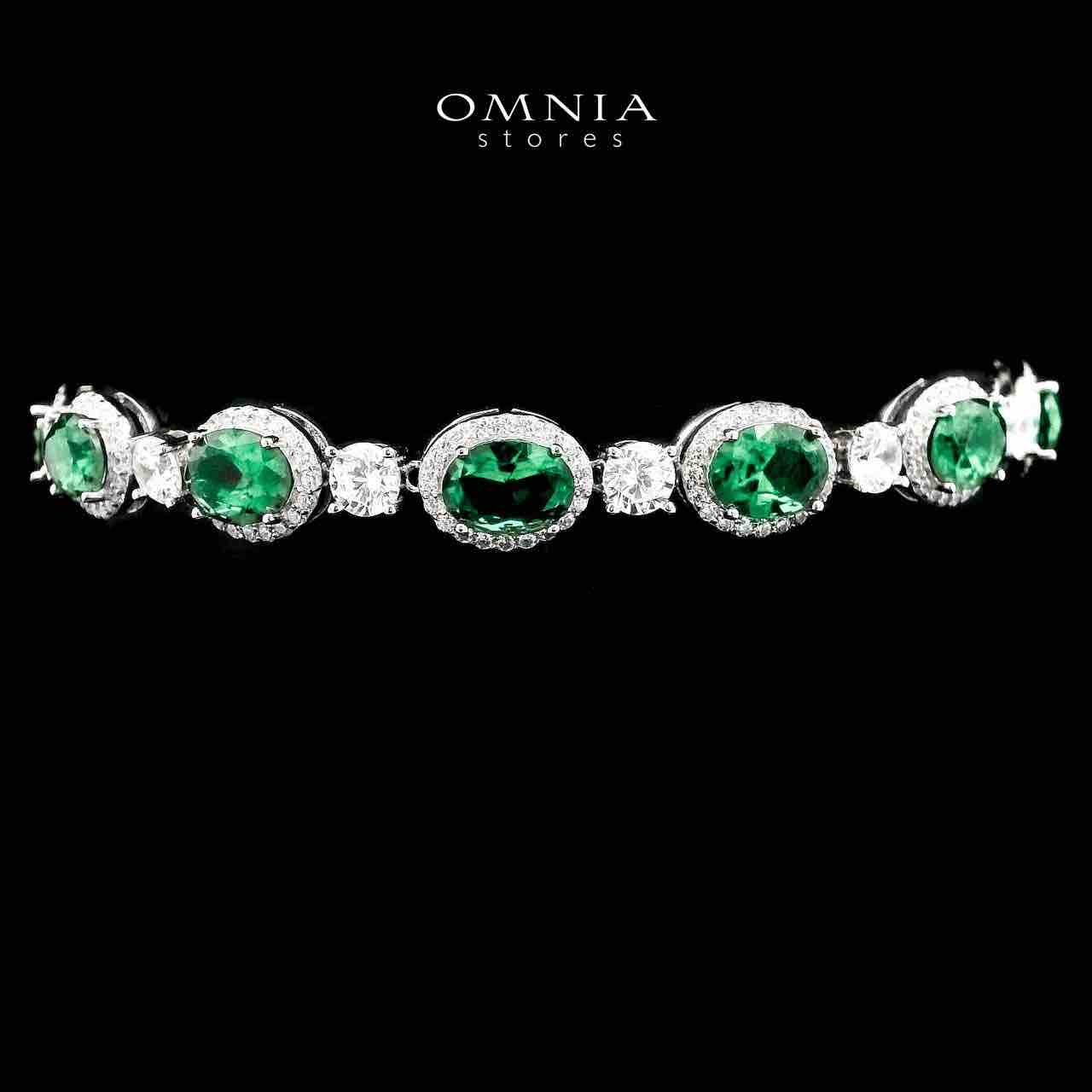 Omnia Danah Green Necklace, Bracelet and Earrings Set in 92.5 Silver High Quality Simulated Diamonds - OMNIASTORES KSA