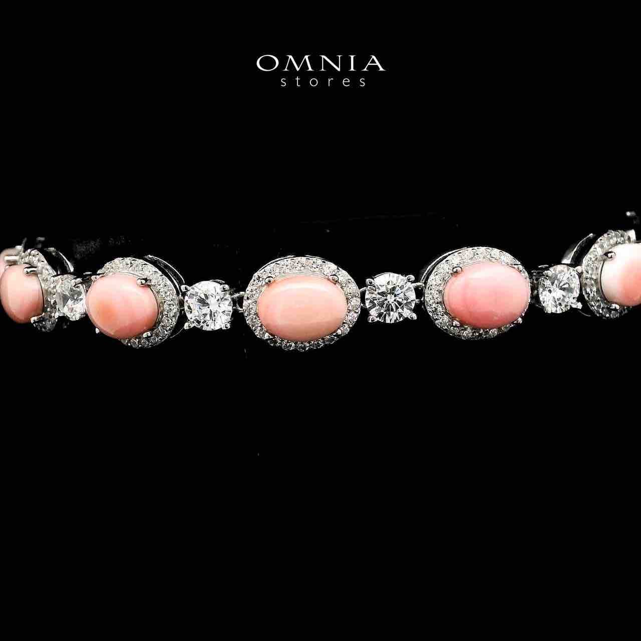 Omnia Dawlat Necklace, Earrings and Bracelet Set 92.5 Silver In High Quality Simulated diamonds with Pink Stones - OMNIASTORES KSA