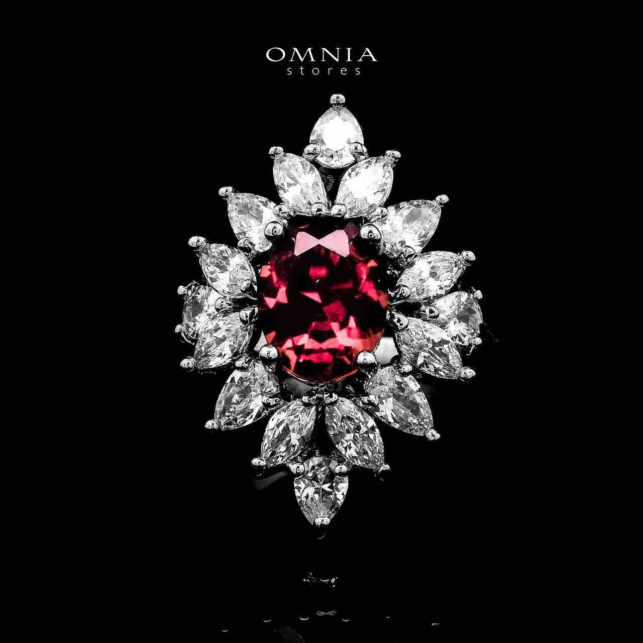 Omnia Dema Red and Yellow Bridal Full Set in High Quality Zircon Stone Rhodium Plated - OMNIASTORES KSA