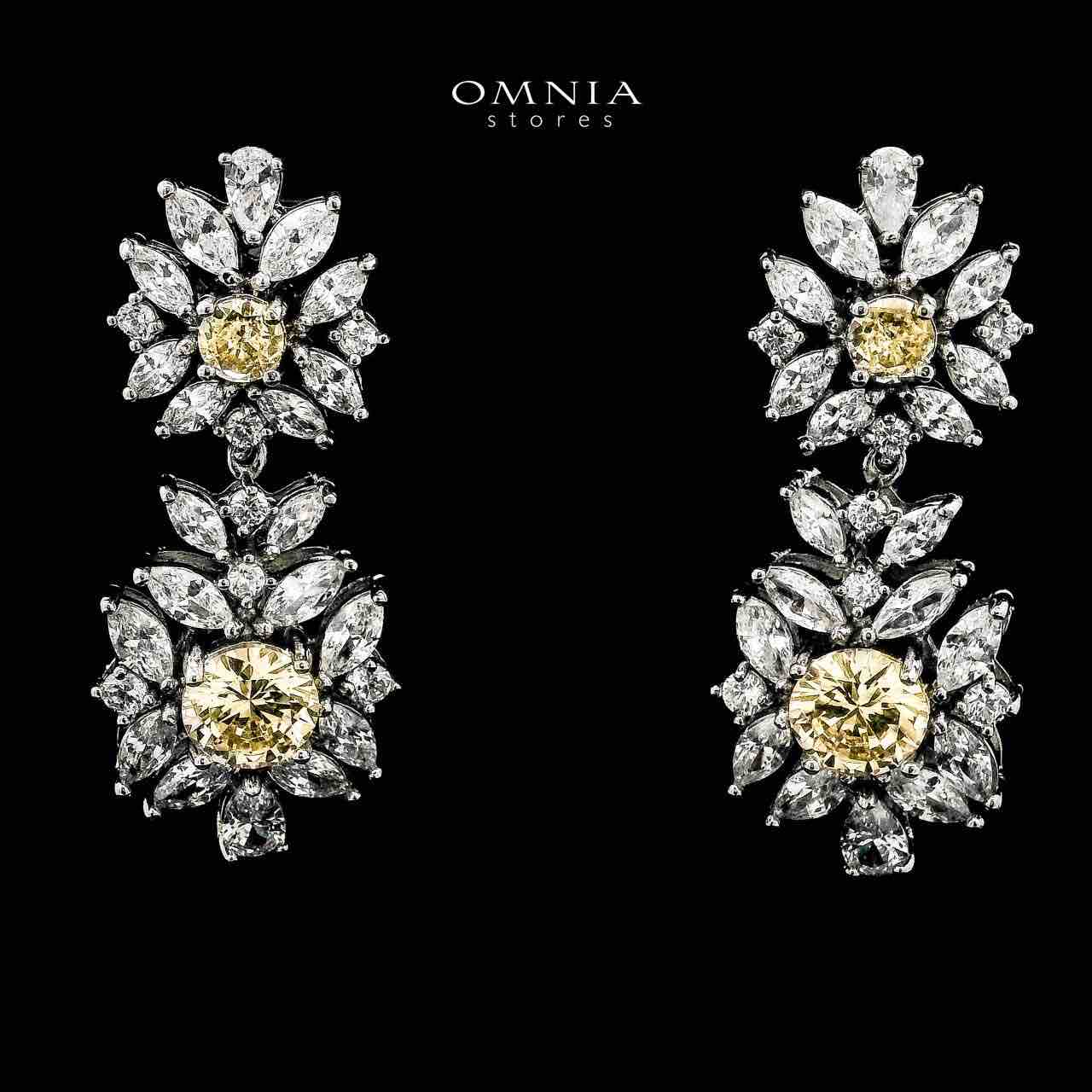 Omnia Nareen Yellow Bridal Full Set in High Quality Zircon Stone Rhodium Plated - OMNIASTORES KSA