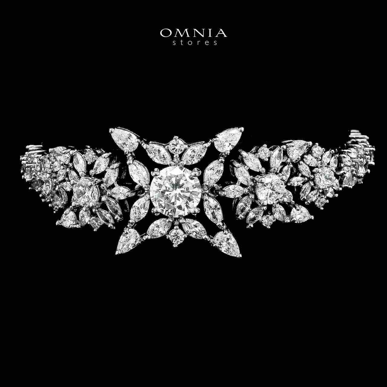Omnia Nareen White Bridal Full Set in High Quality Zircon Stone Rhodium Plated - OMNIASTORES UAE