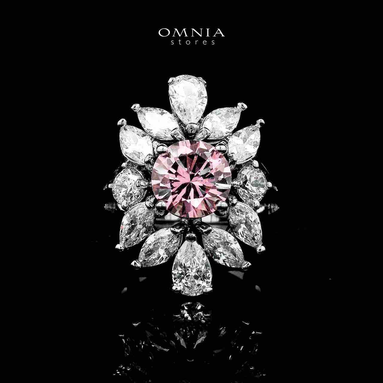Omnia Nareen Pink Bridal Full Set in High Quality Zircon Stone Rhodium Plated