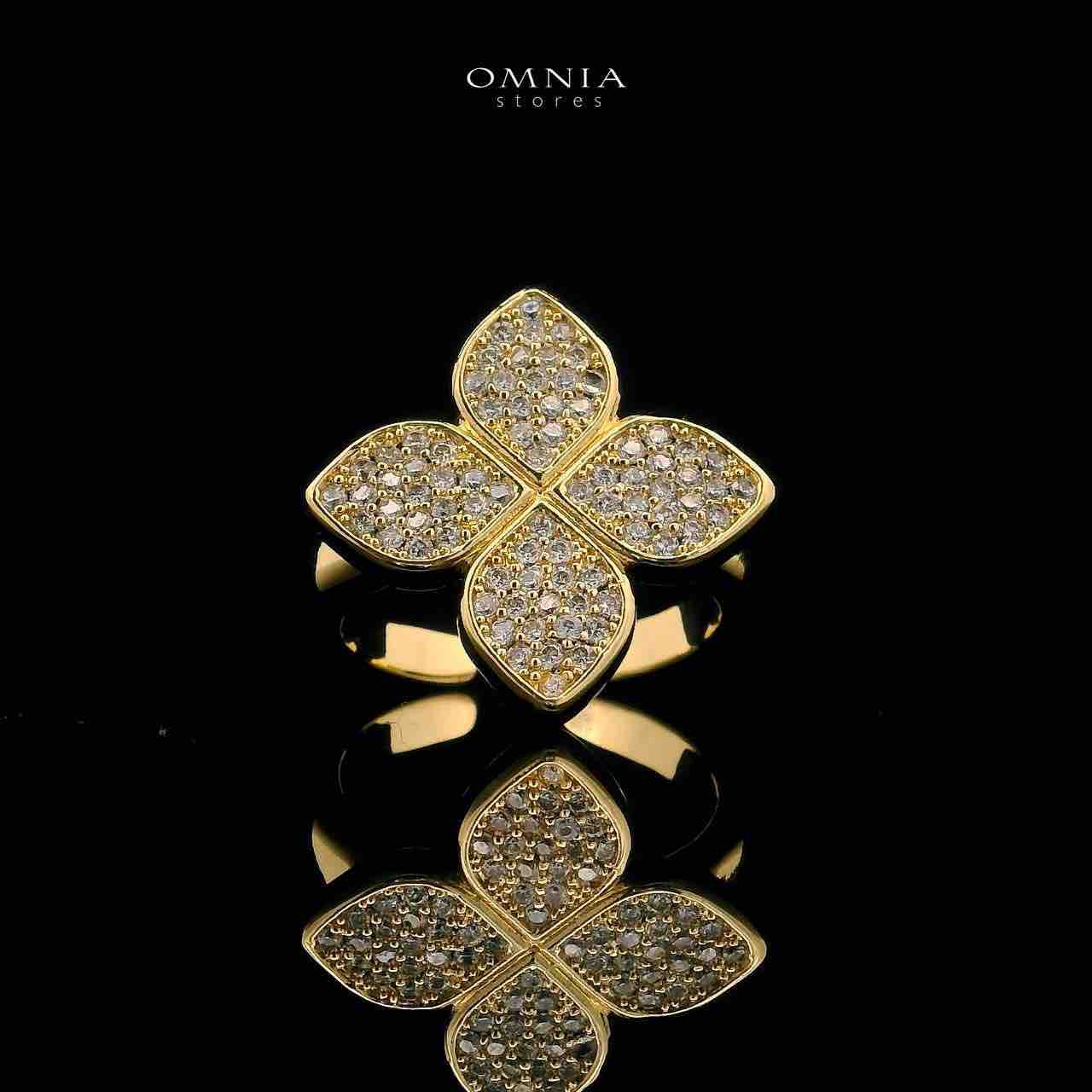 Omnia Golden Clove Long Chain Full Set with High-Quality Simulated Diamonds 18k Gold Plated 100cm