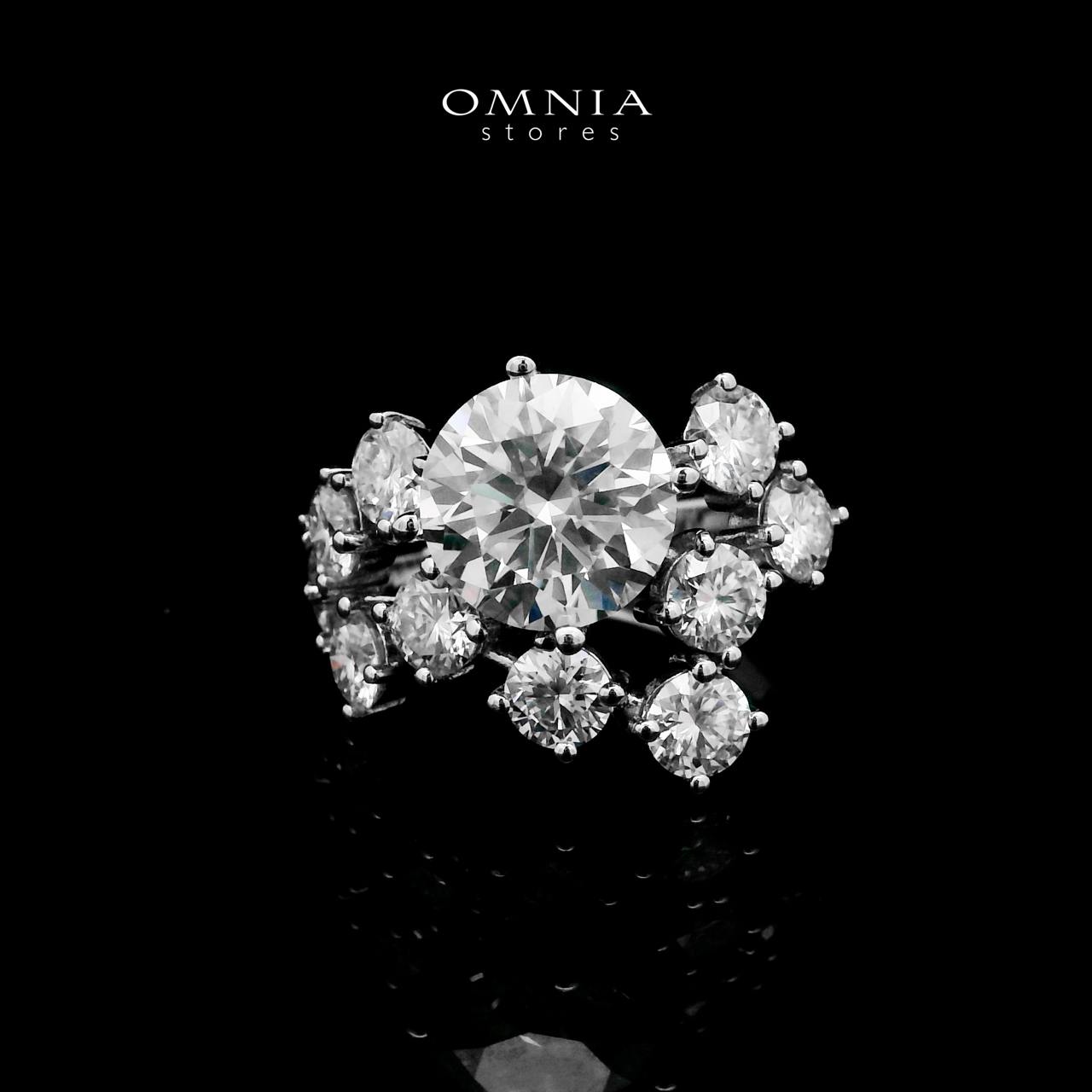 Omnia Fatin White Ring 92.5 Silver Certified in High Quality Moissanite Stone