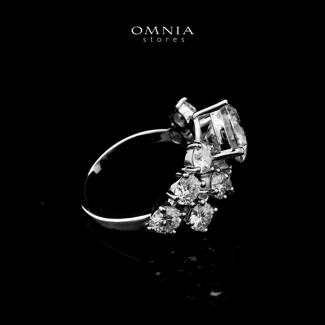 Omnia Fatin White Ring 92.5 Silver Certified in High Quality Moissanite Stone