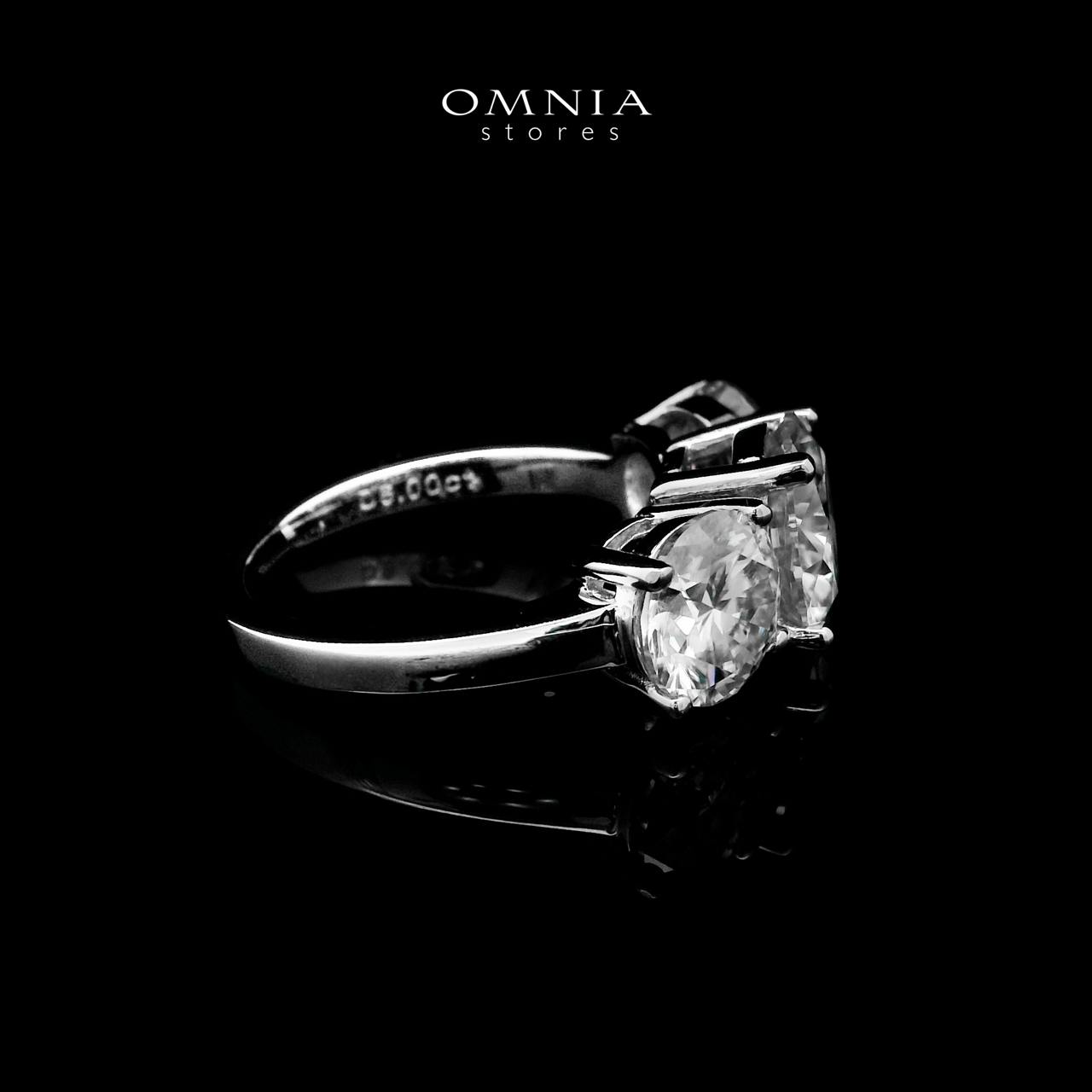 Omnia Halima White Ring 92.5 Silver Certified in High Quality Moissanite Stone