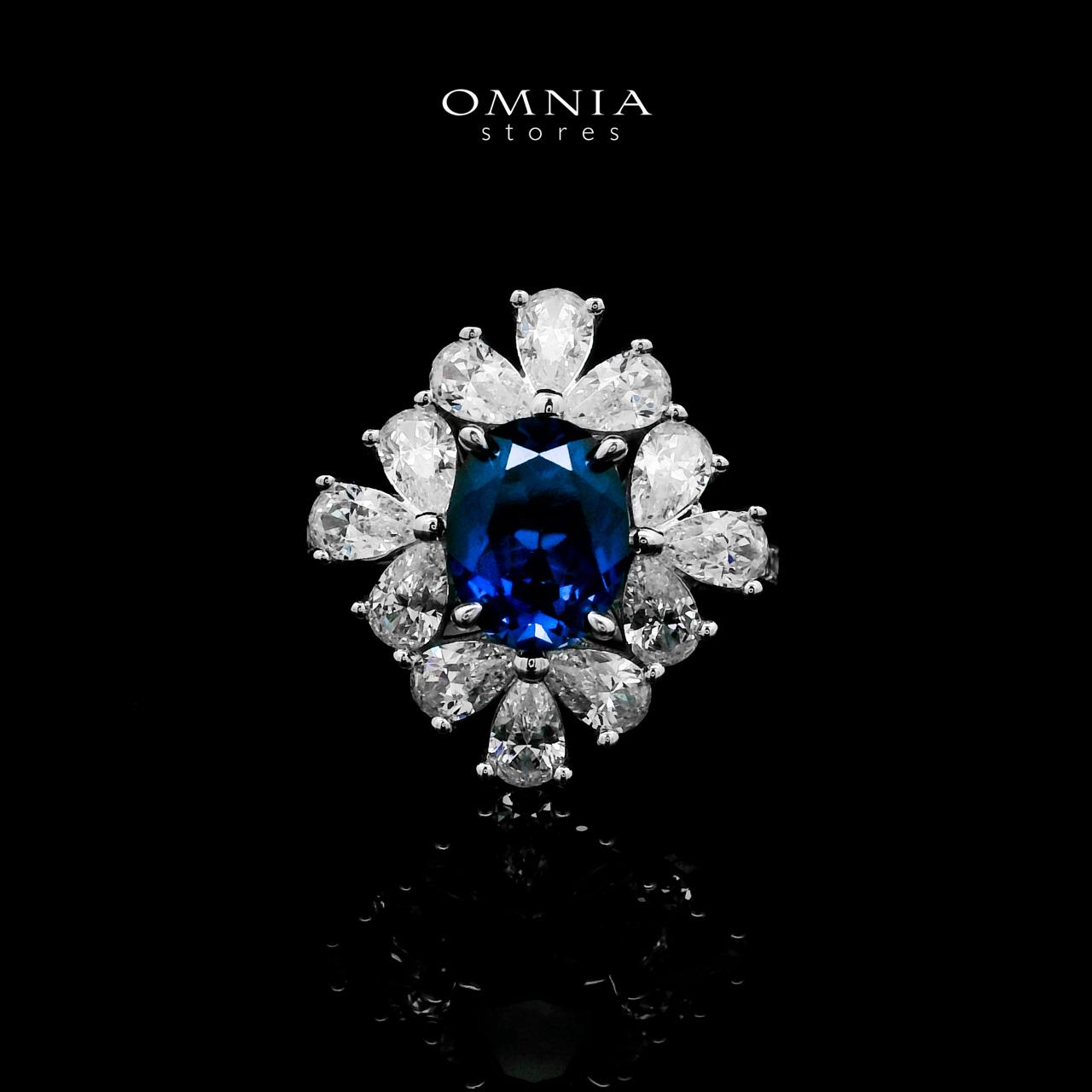 Omnia Hibah Blue Ring 92.5 Silver Certified in High Quality Lab Grown Sapphire Stone