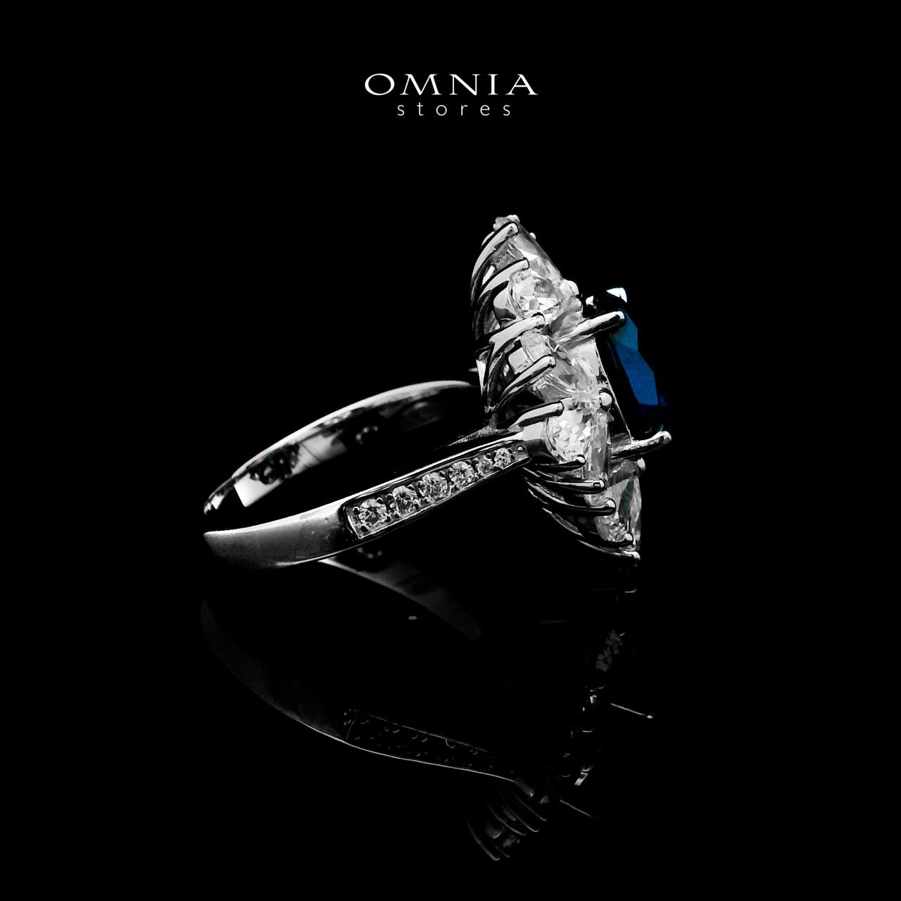 Omnia Hibah Blue Ring 92.5 Silver Certified in High Quality Lab Grown Sapphire Stone