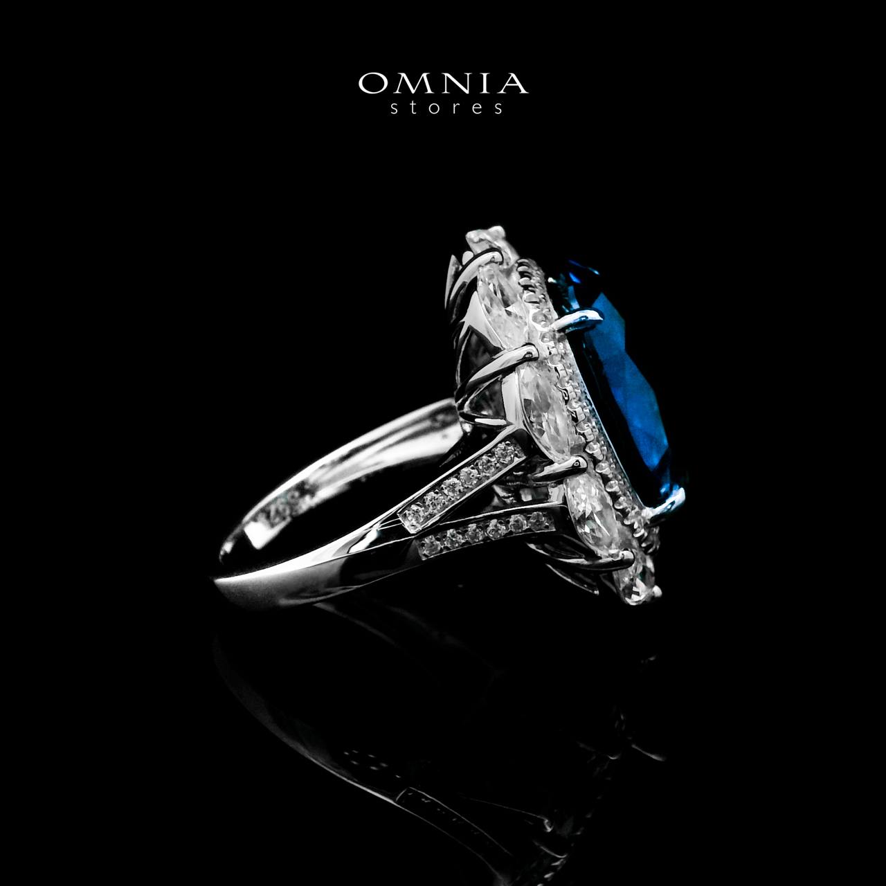 Omnia Hind Blue Ring 92.5 Silver Certified in High Quality Lab Grown Sapphire Stone