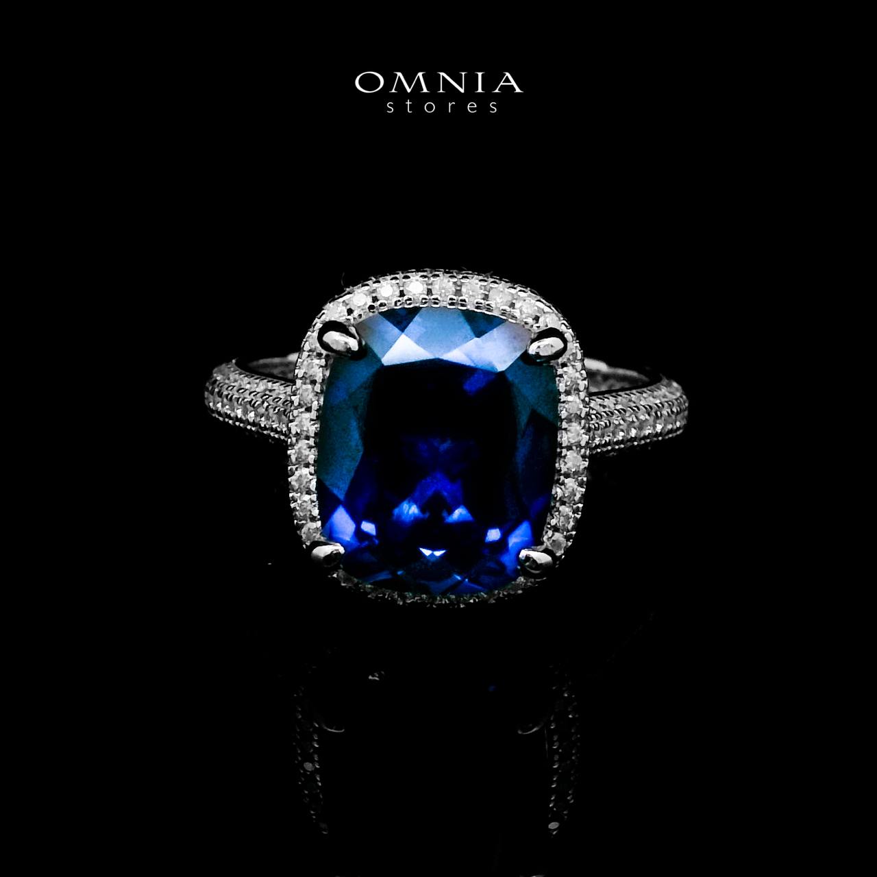 Omnia Huda Blue Ring 92.5 Silver Certified in High Quality Lab Grown Sapphire Stone