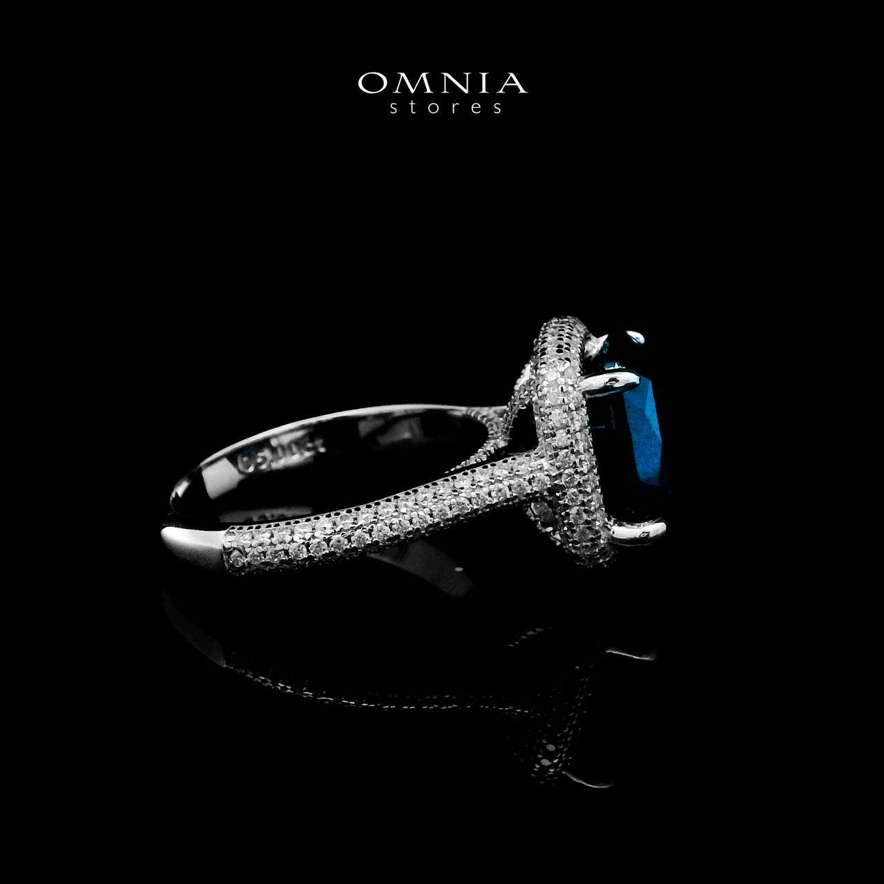 Omnia Huda Blue Ring 92.5 Silver Certified in High Quality Lab Grown Sapphire Stone