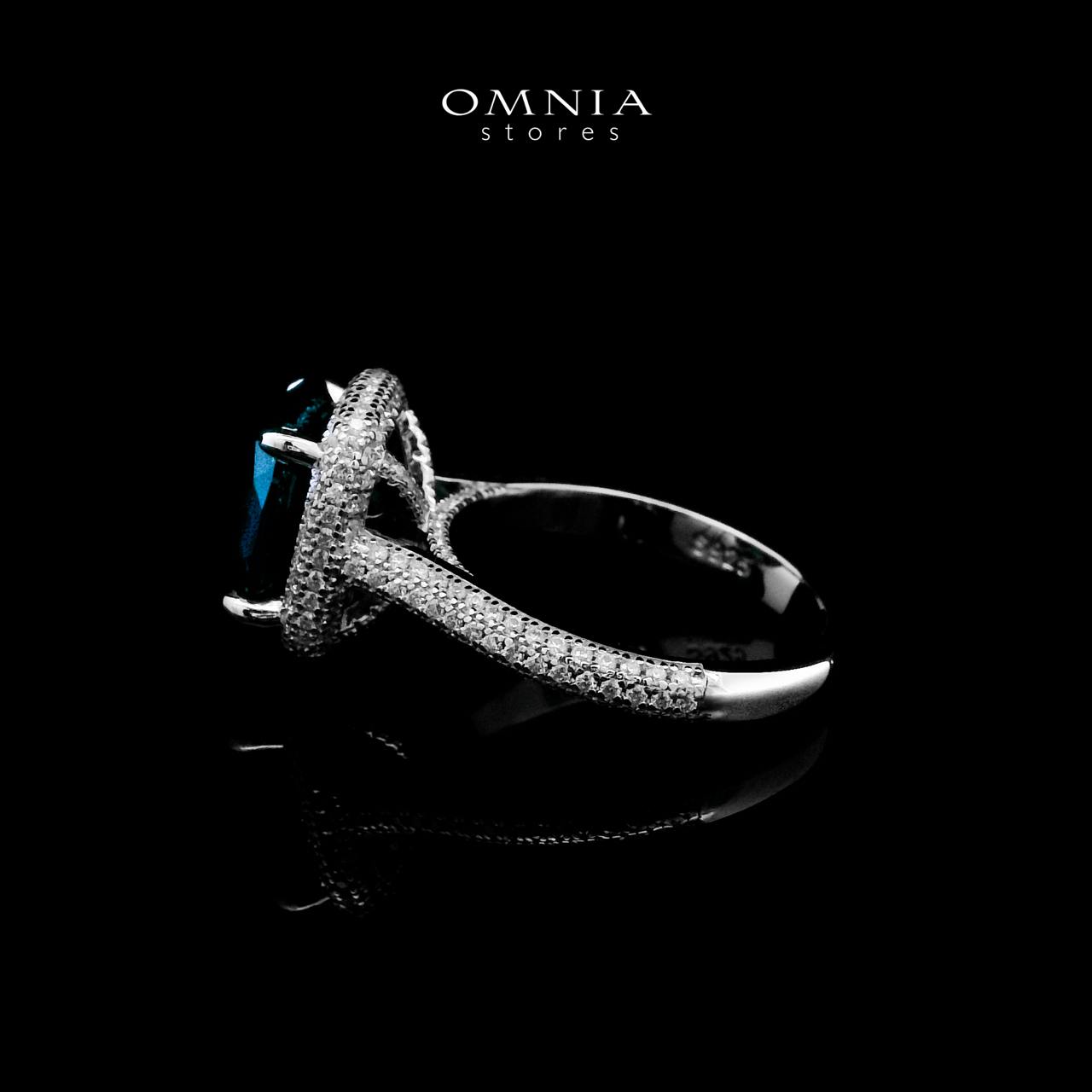 Omnia Huda Blue Ring 92.5 Silver Certified in High Quality Lab Grown Sapphire Stone