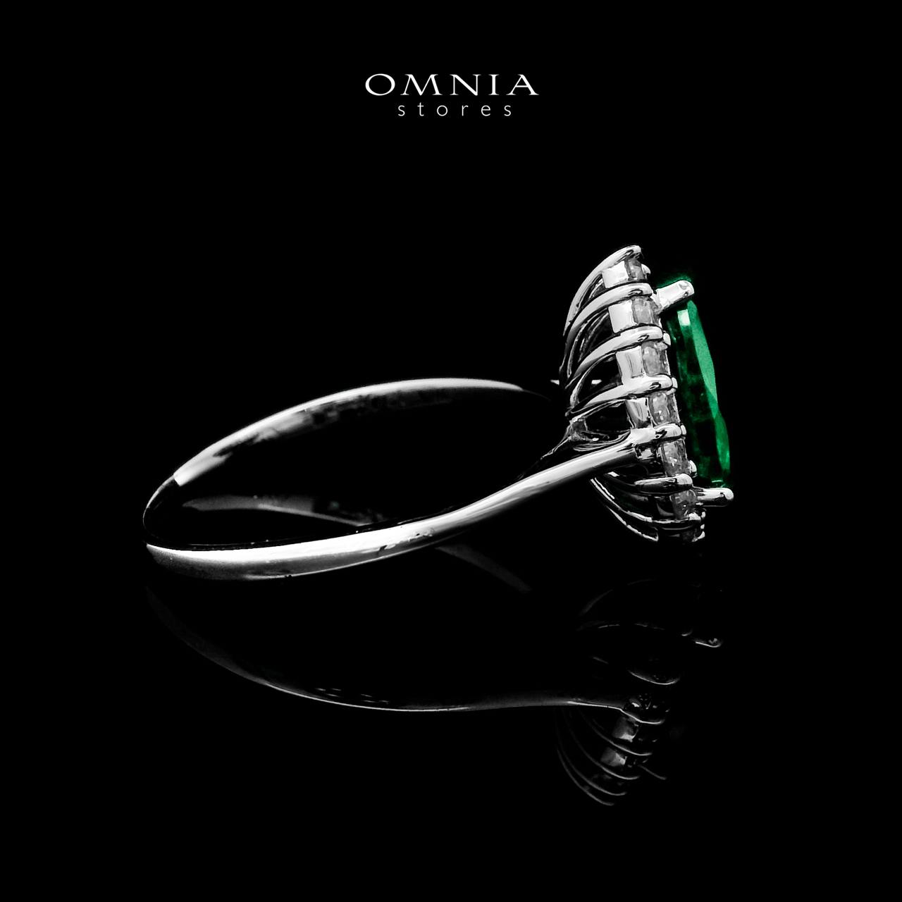 Omnia Ibtihal Green Ring 92.5 Silver Certified in High Quality Lab Grown Emerald Stone